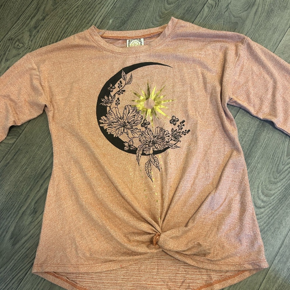 Pink Tie Front Long Sleeve Tee